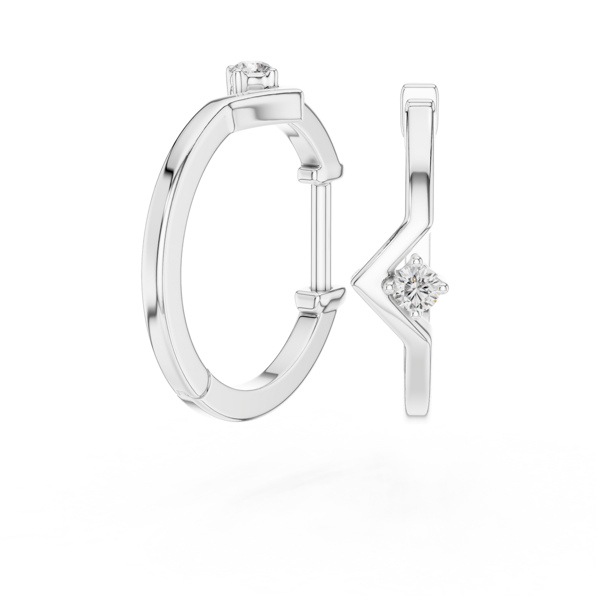 Modern Diamond Accent Hinged Hoop Earring