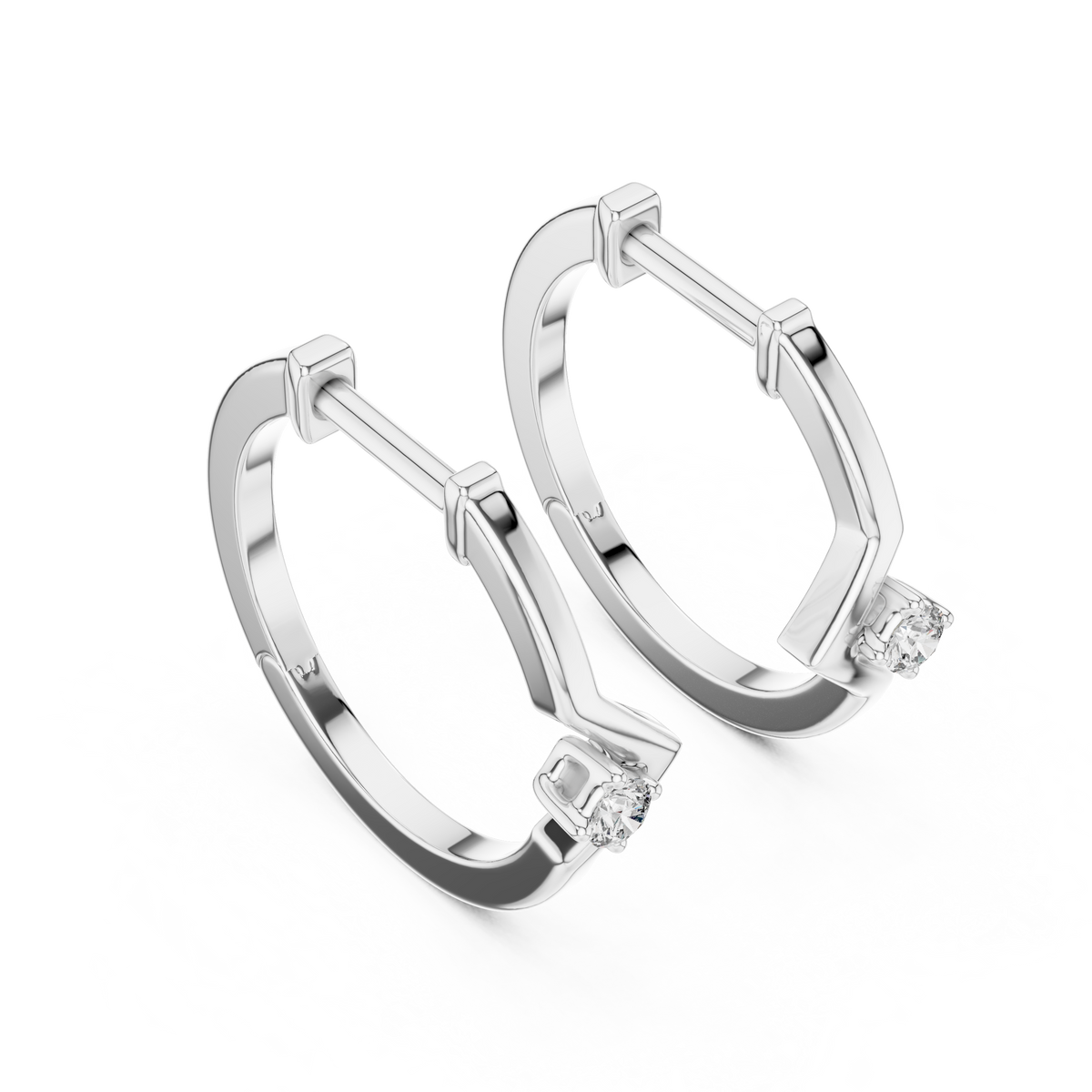 Modern Diamond Accent Hinged Hoop Earring
