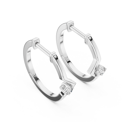 Modern Diamond Accent Hinged Hoop Earring