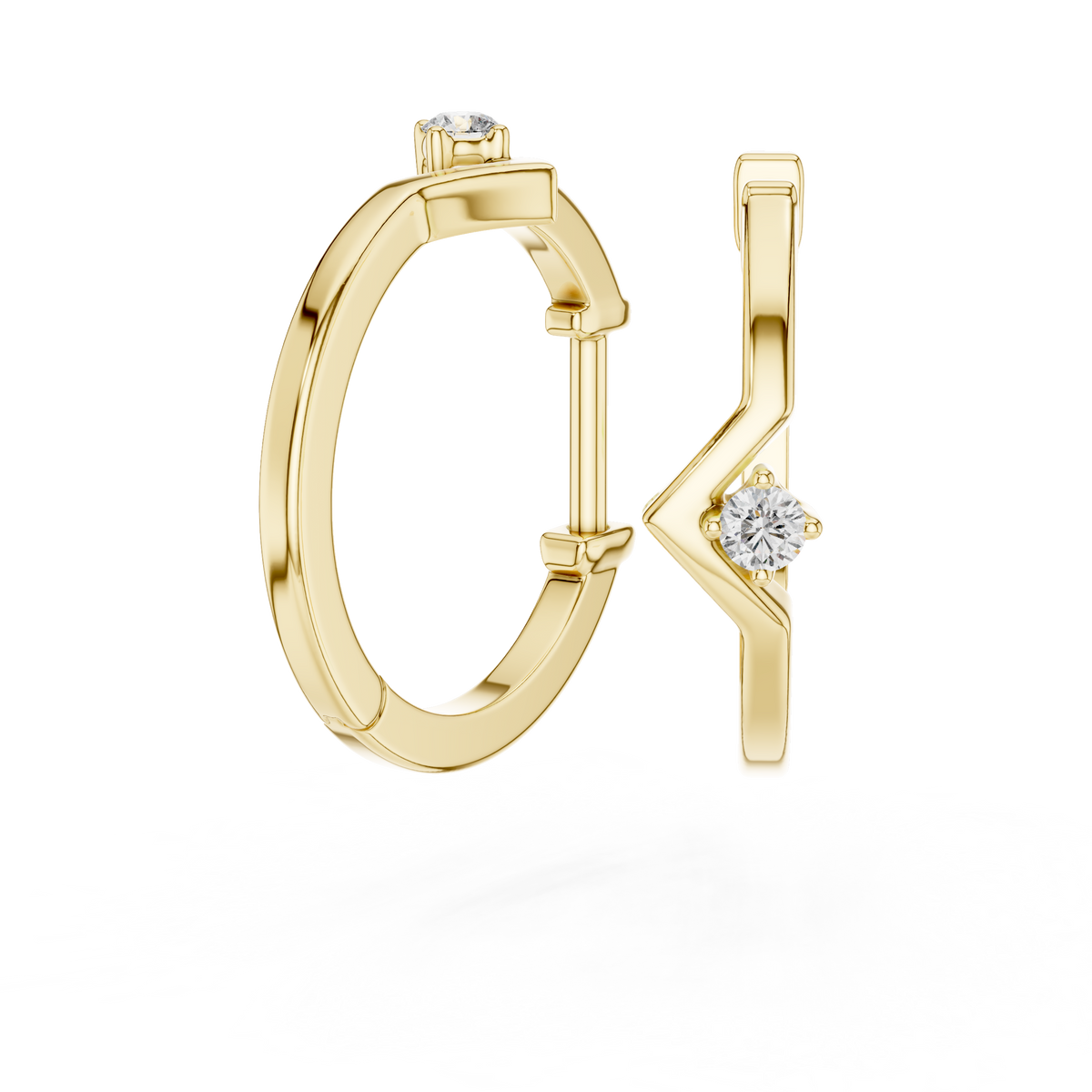 Modern Diamond Accent Hinged Hoop Earring