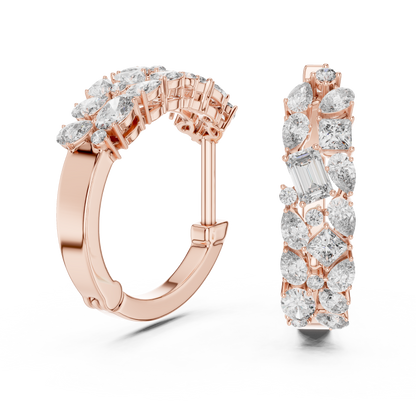 Multi-Shape Diamond Cluster Inside-Out Hoop Earrings