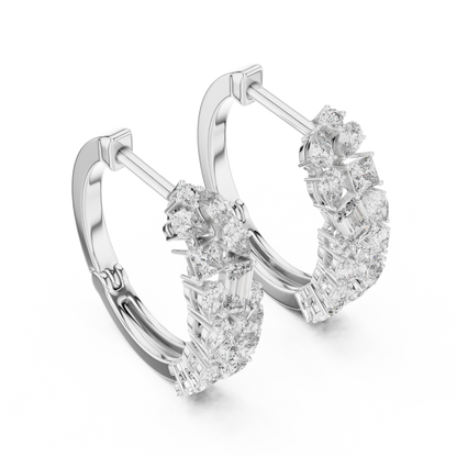 Multi-Shape Diamond Cluster Inside-Out Hoop Earrings