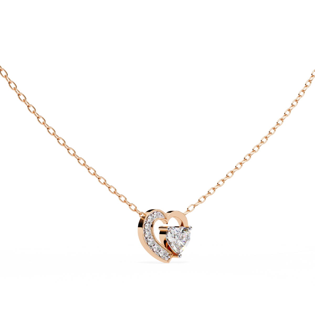 Silver Sparkling Heart Pendant Necklace