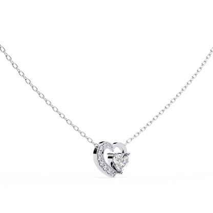 Silver Sparkling Heart Pendant Necklace