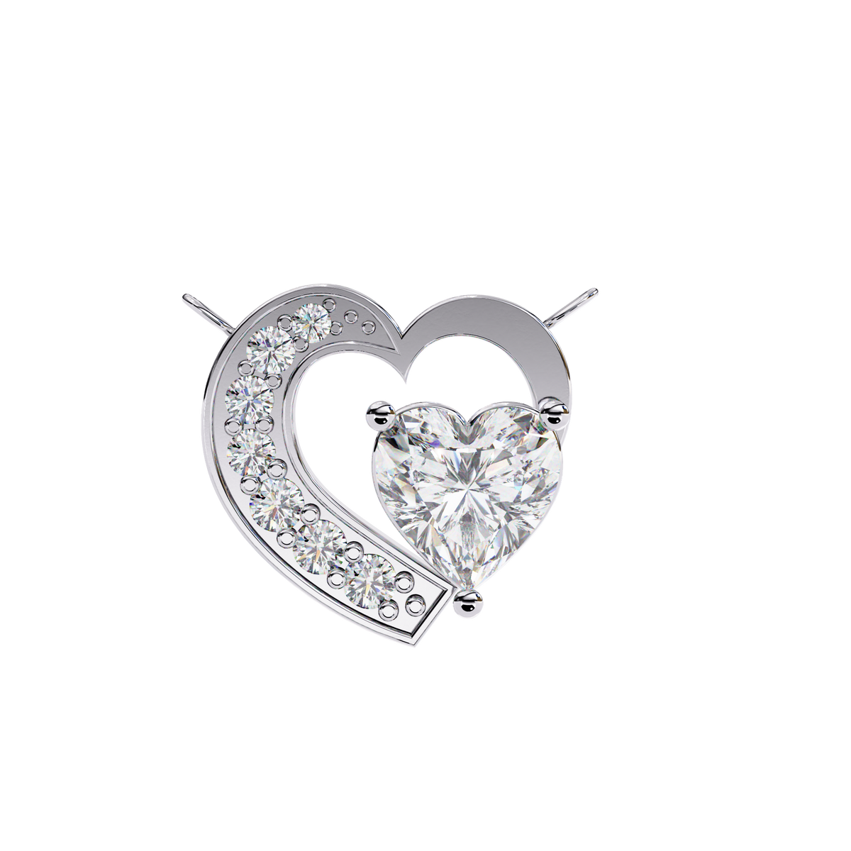 Silver Sparkling Heart Pendant Necklace