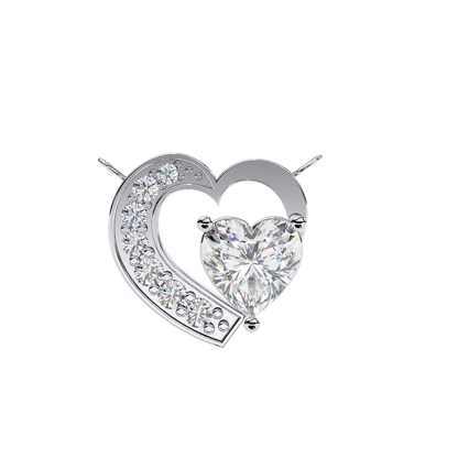 Silver Sparkling Heart Pendant Necklace