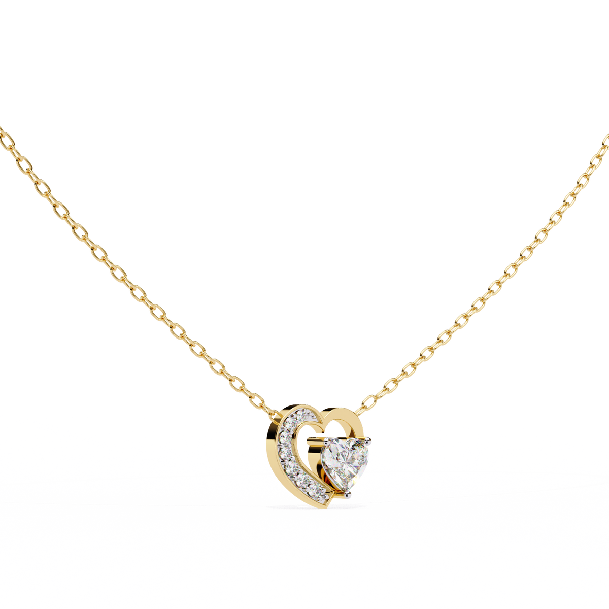 Silver Sparkling Heart Pendant Necklace