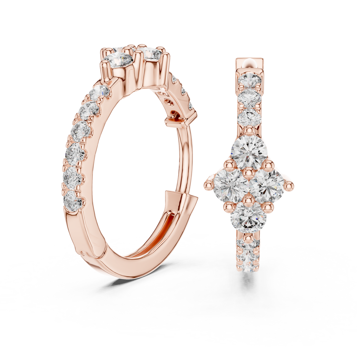 Modern pave-accented hoop earrings