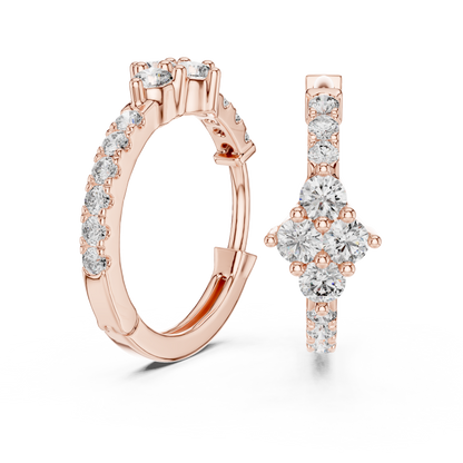 Modern pave-accented hoop earrings