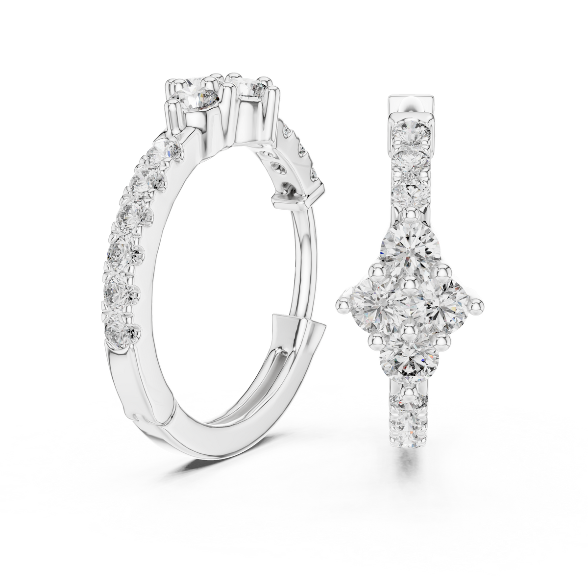 Modern pave-accented hoop earrings