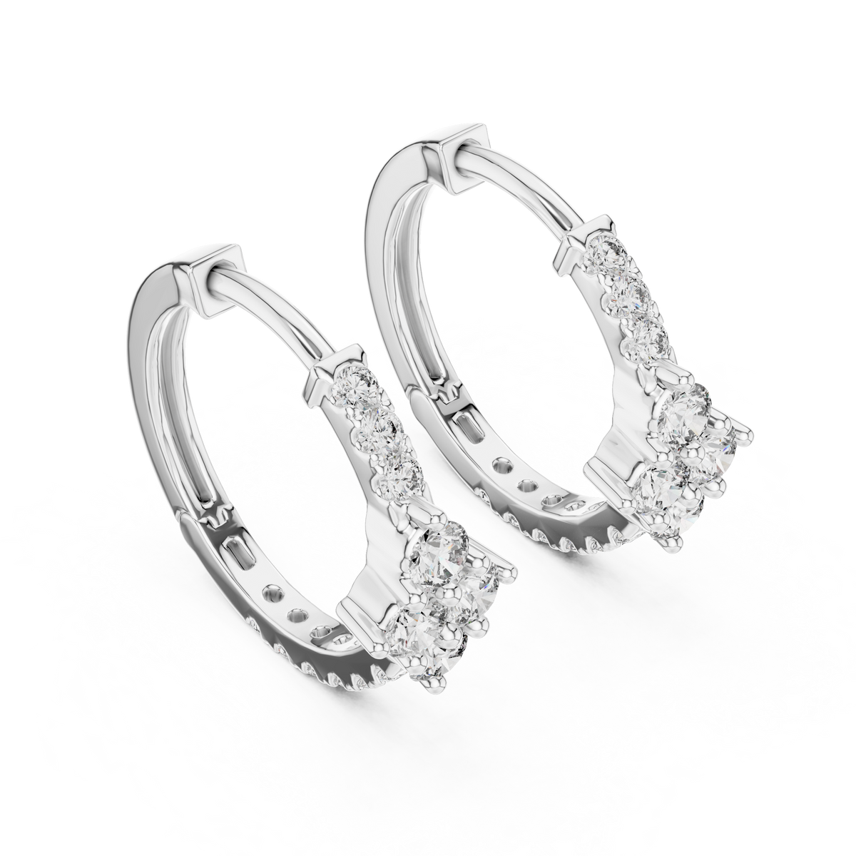 Modern pave-accented hoop earrings