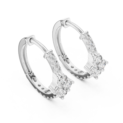 Modern pave-accented hoop earrings