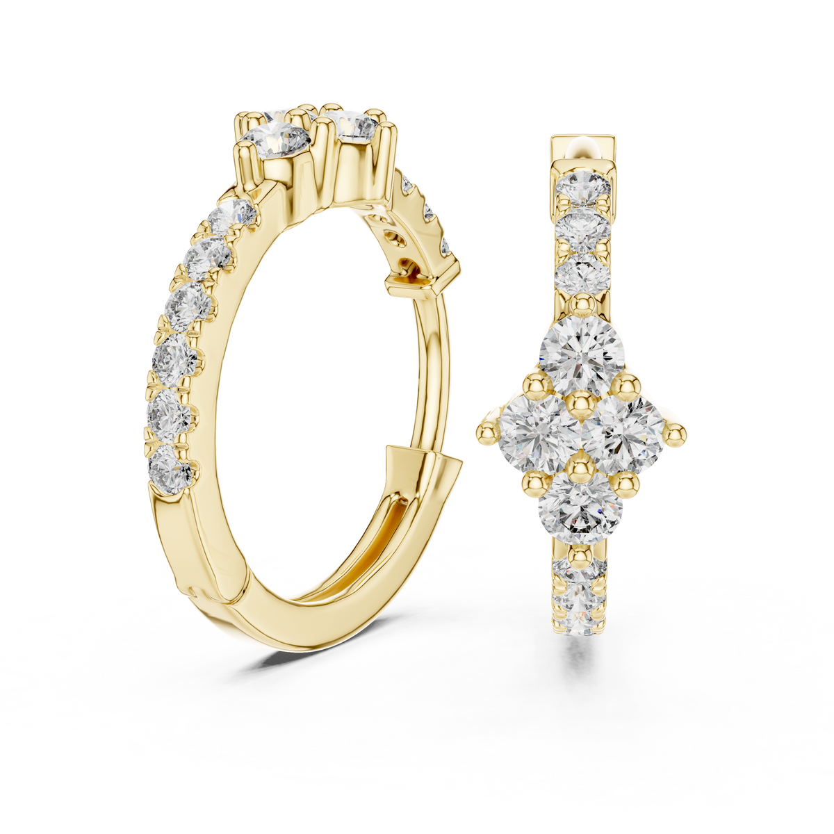 Modern pave-accented hoop earrings