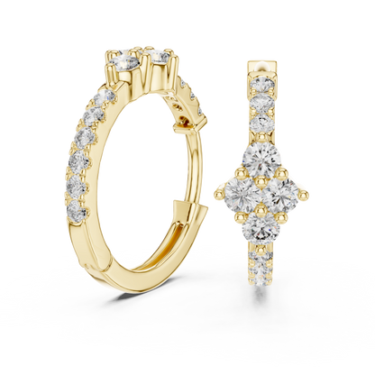Modern pave-accented hoop earrings