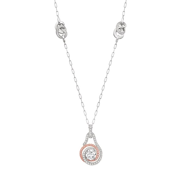 Exquisite Two-Tone Spiral Diamond Pendant Necklace