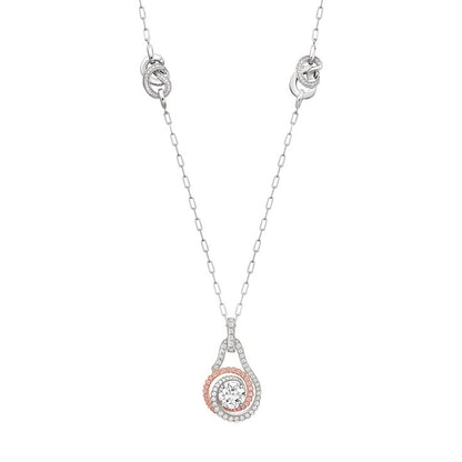 Exquisite Two-Tone Spiral Diamond Pendant Necklace