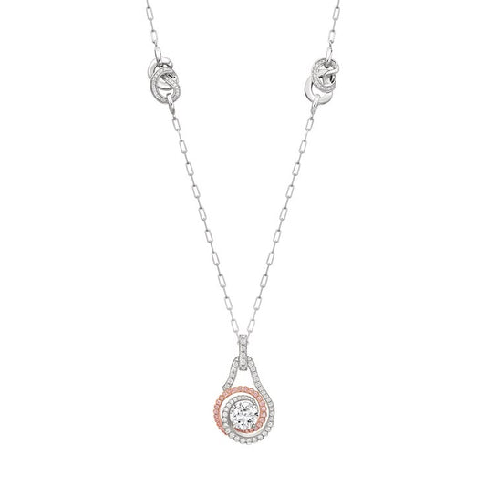 Exquisite Two-Tone Spiral Diamond Pendant Necklace