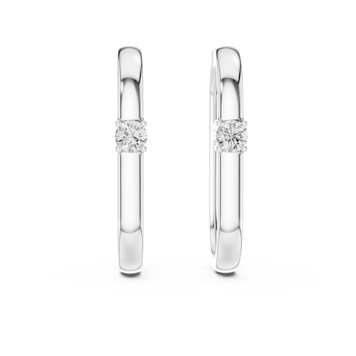 Modern Solitaire Square Hoop Earrings