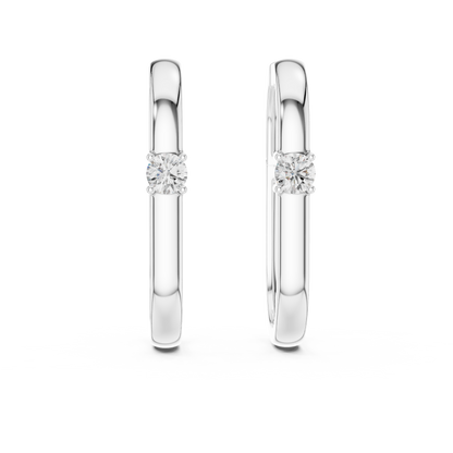 Modern Solitaire Square Hoop Earrings