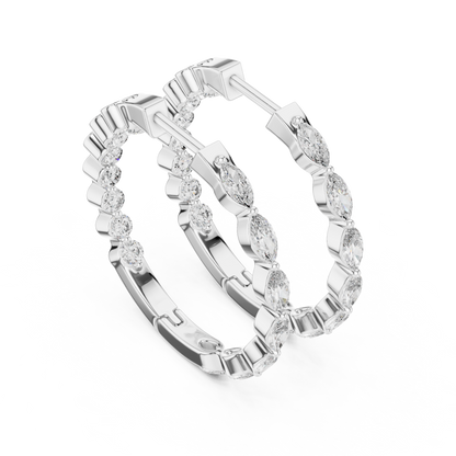 Marquise & Round Diamond Inside-Out Hoop Earrings