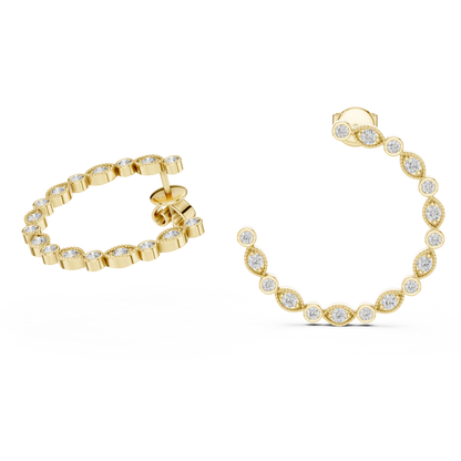 Art Deco-Inspired Alternating Diamond Hoop Earrings