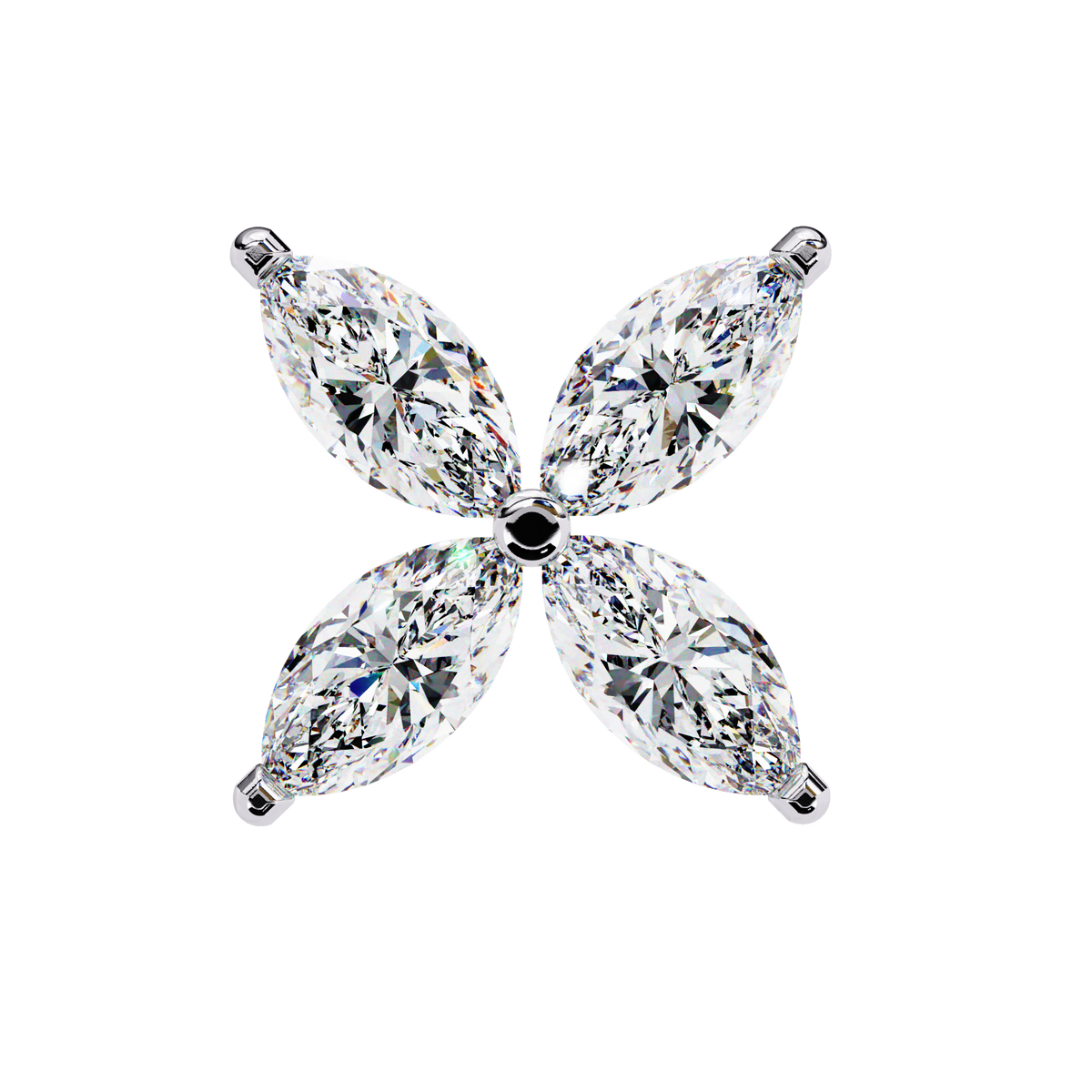 Marquise Cut Diamond Cluster Flower Earrings