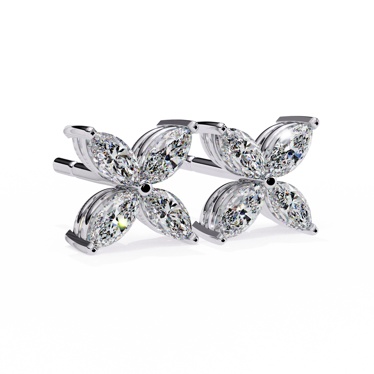 Marquise Cut Diamond Cluster Flower Earrings