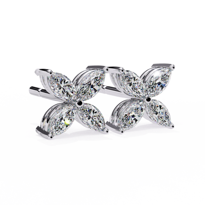 Marquise Cut Diamond Cluster Flower Earrings