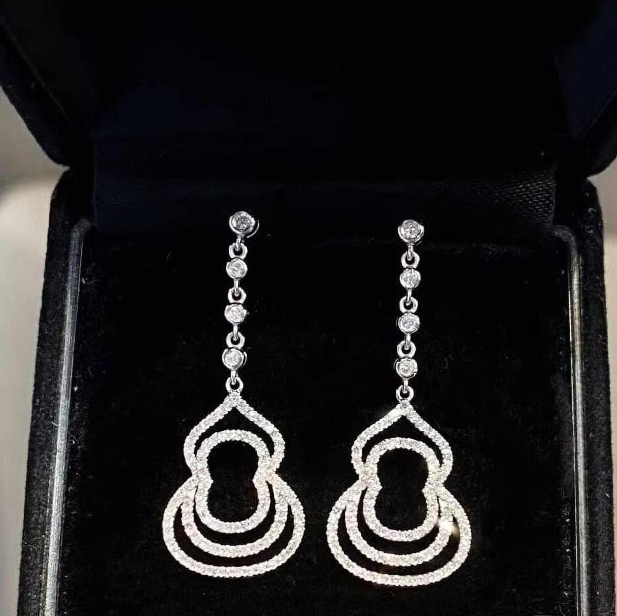 Elegant Diamond Wulu / Gourd Drop Earrings