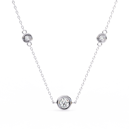 Three-Stone Bezel Diamond Station Necklace