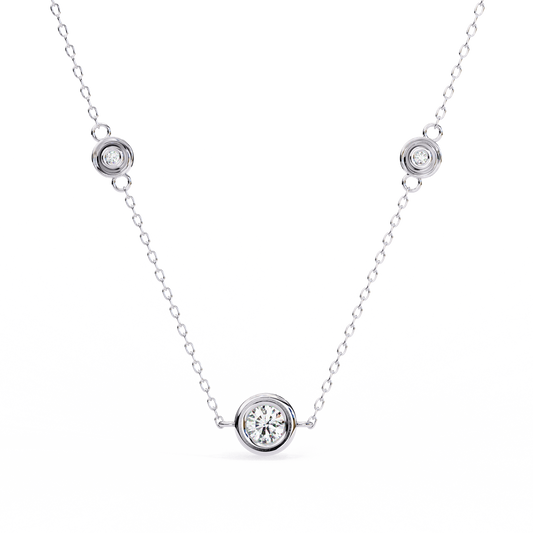 Three-Stone Bezel Diamond Station Necklace
