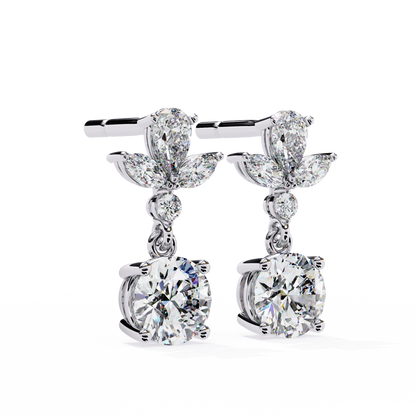 Round Brilliant Drop Earrings
