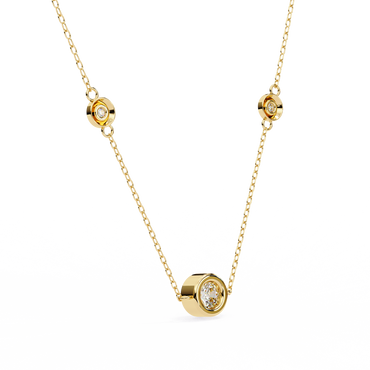 Three-Stone Bezel Diamond Station Necklace