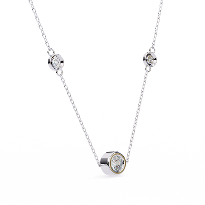 Three-Stone Bezel Diamond Station Necklace