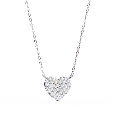 Sterling Silver Pavé Diamond Heart Pendant Necklace