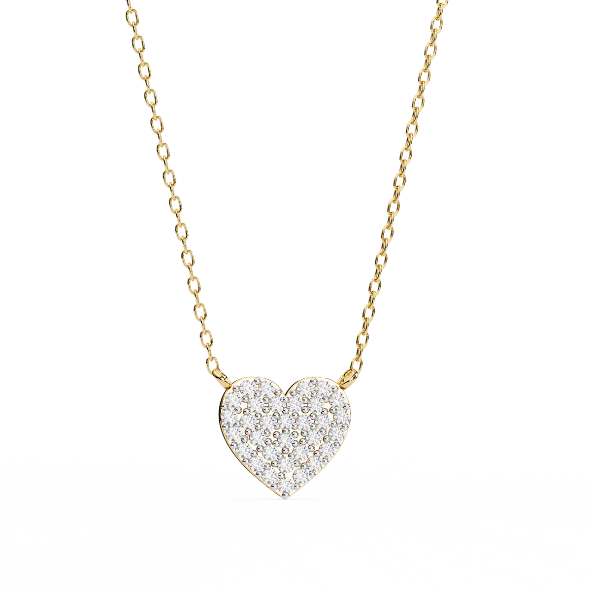 Sterling Silver Pavé Diamond Heart Pendant Necklace