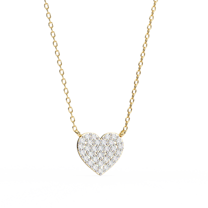 Sterling Silver Pavé Diamond Heart Pendant Necklace