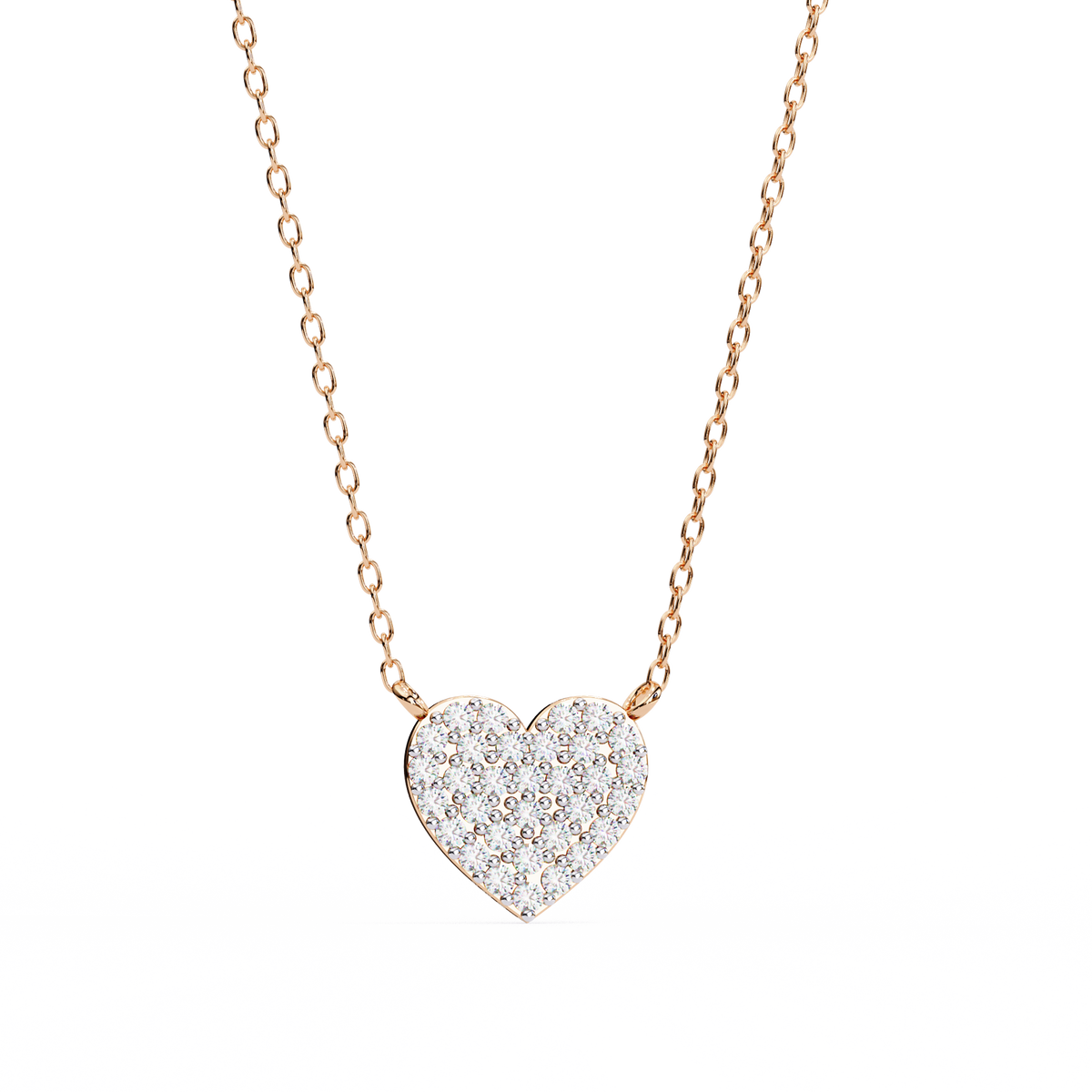 Sterling Silver Pavé Diamond Heart Pendant Necklace
