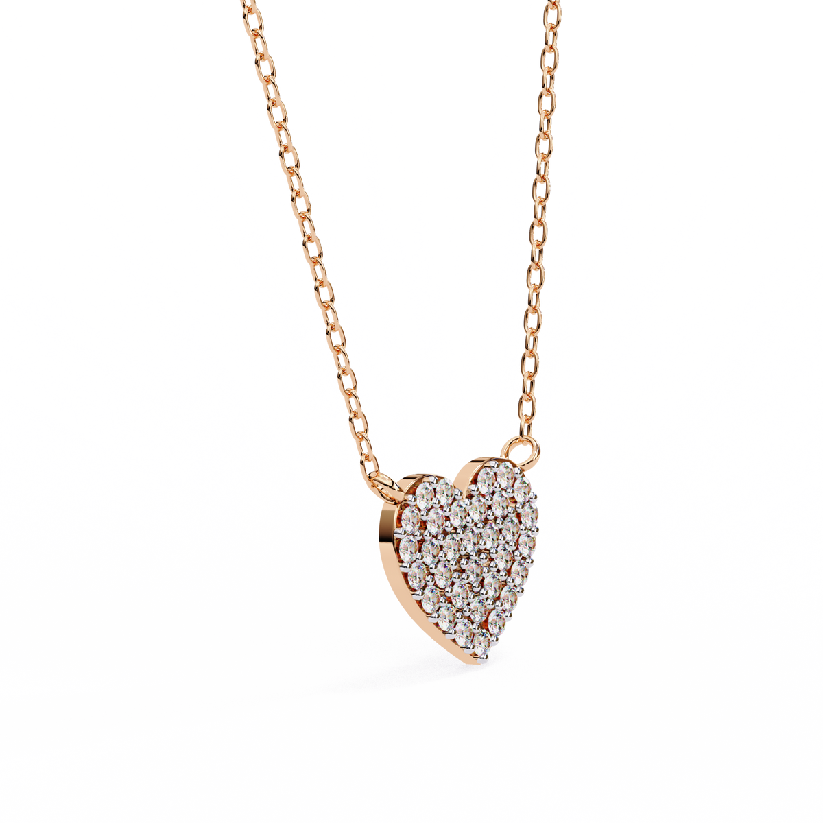 Sterling Silver Pavé Diamond Heart Pendant Necklace