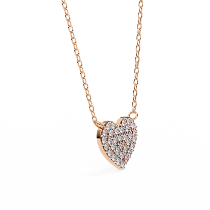 Sterling Silver Pavé Diamond Heart Pendant Necklace