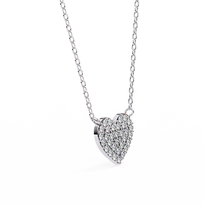 Sterling Silver Pavé Diamond Heart Pendant Necklace