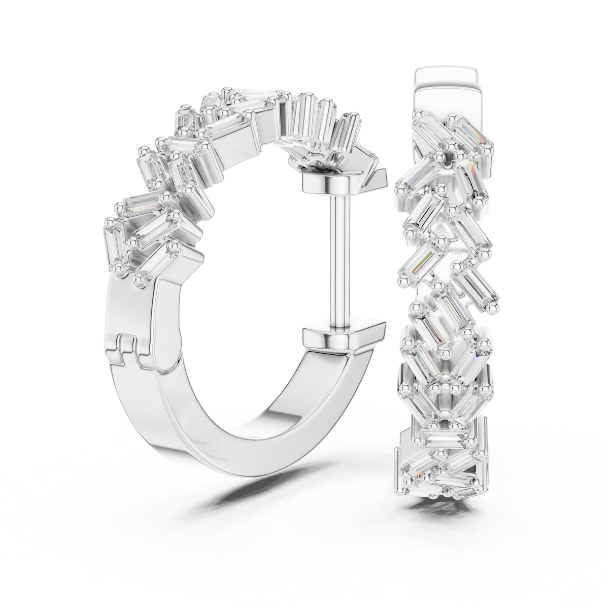 Baguette Diamond Hoop Earrings
