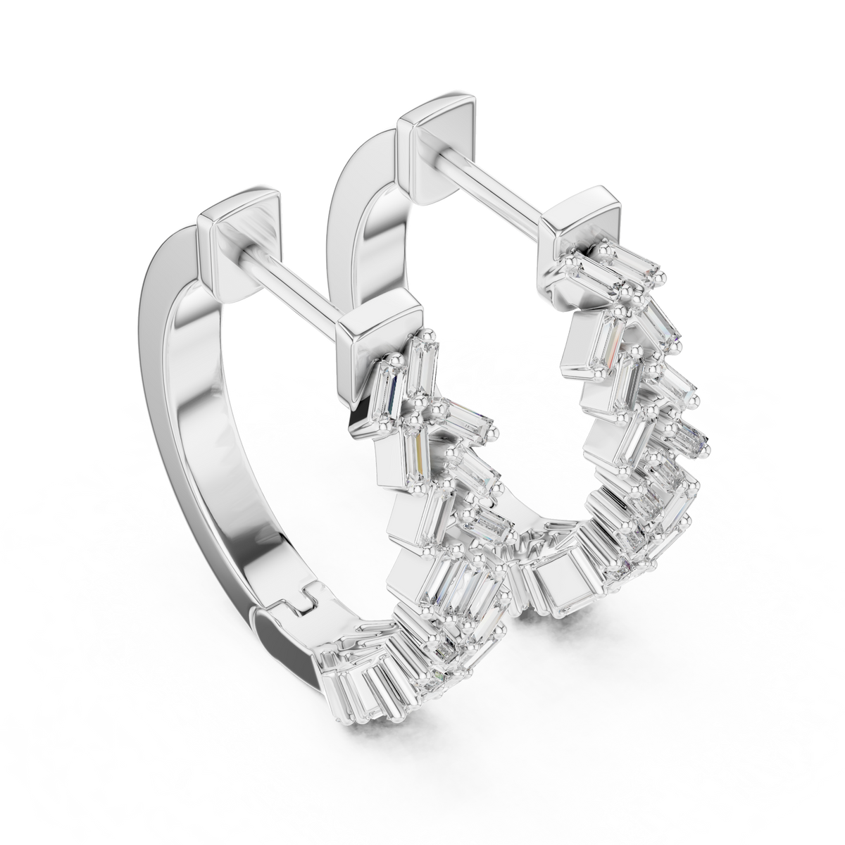 Baguette Diamond Hoop Earrings