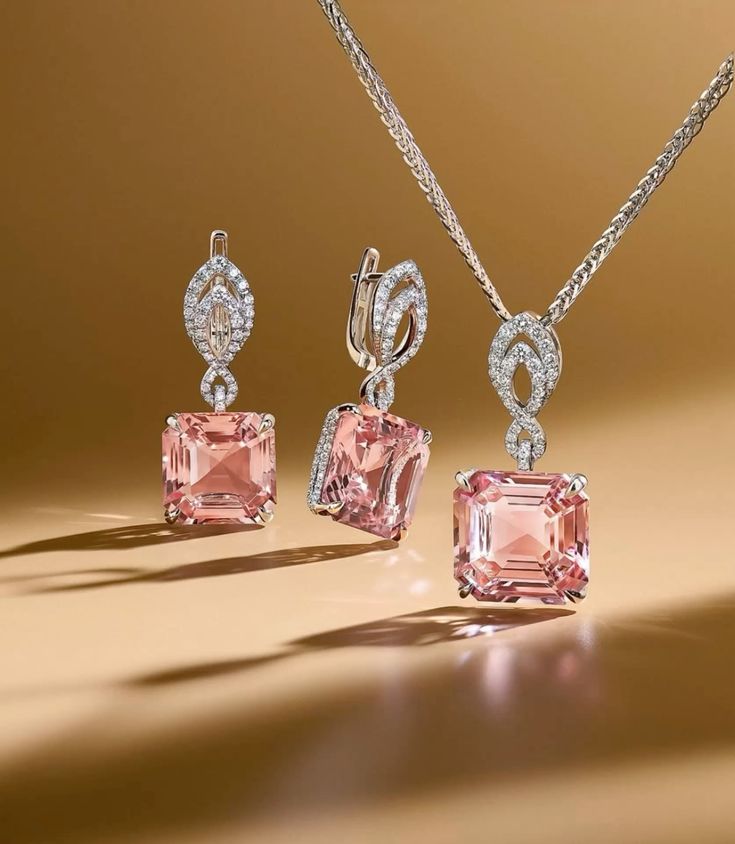 Asscher-Cut Pink Gemstone Pendant Necklace