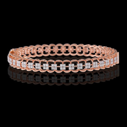 Elegant Rose Gold & Diamond Cluster Bangle