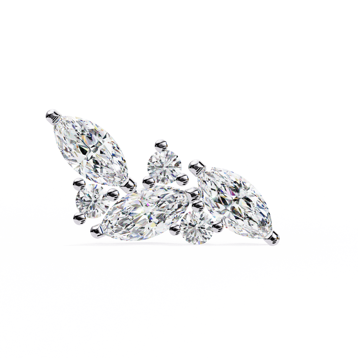 Marquise & Round Diamond Cluster Earring
