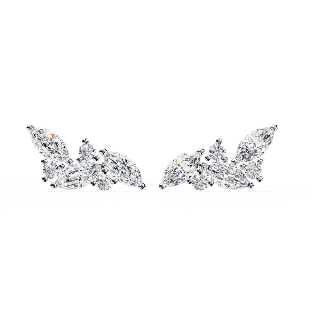 Marquise & Round Diamond Cluster Earring