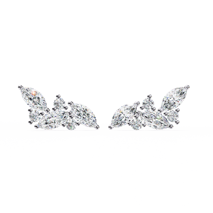 Marquise & Round Diamond Cluster Earring