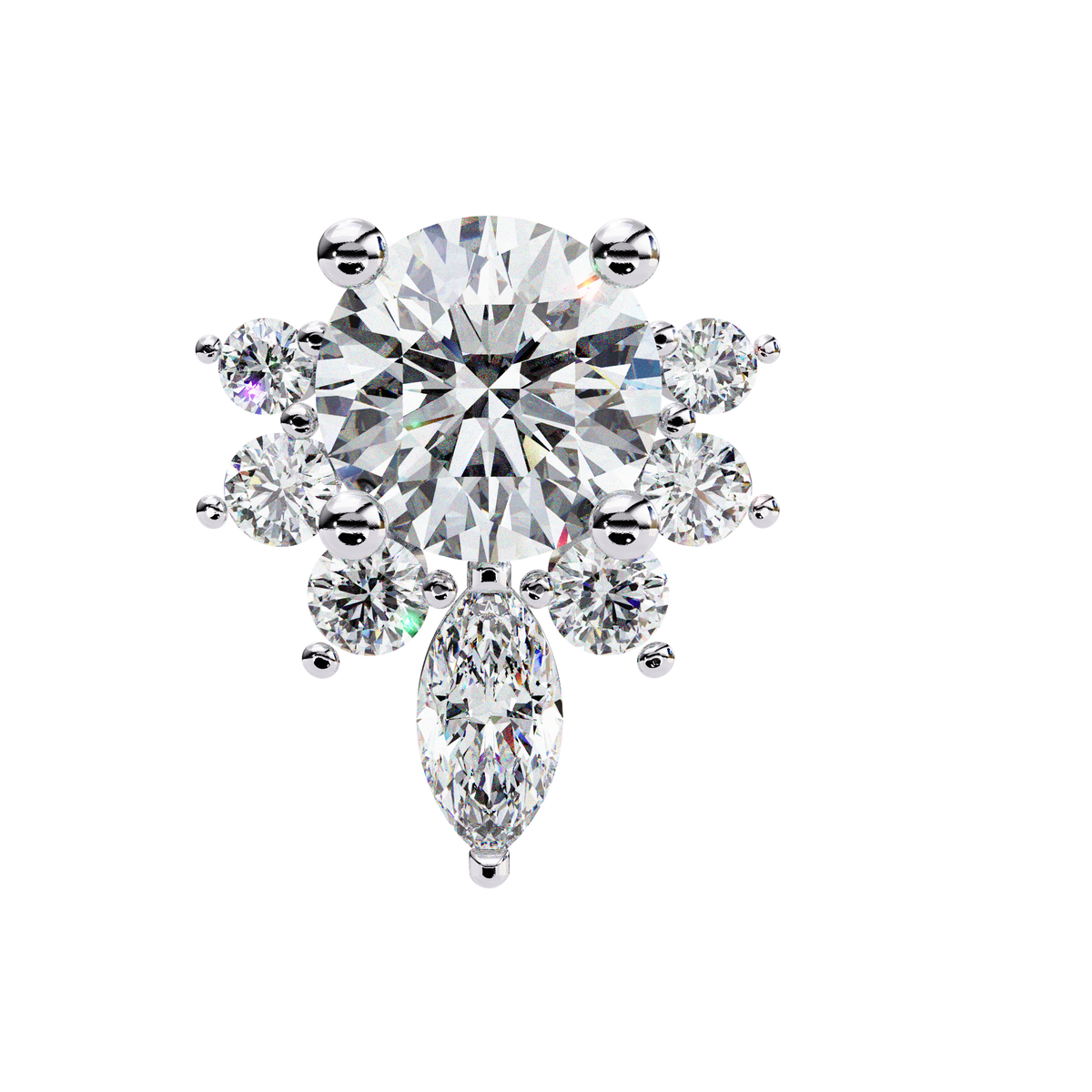 Floral Diamond Cluster Stud Earrings