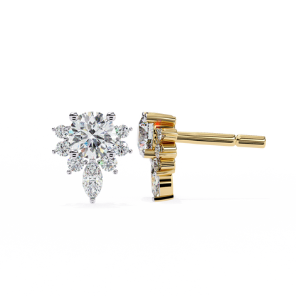 Floral Diamond Cluster Stud Earrings